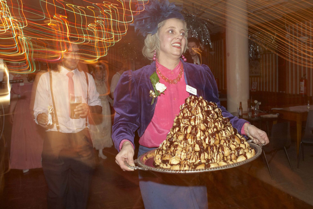 Proud Aunty Marion with the Profiterole Cake