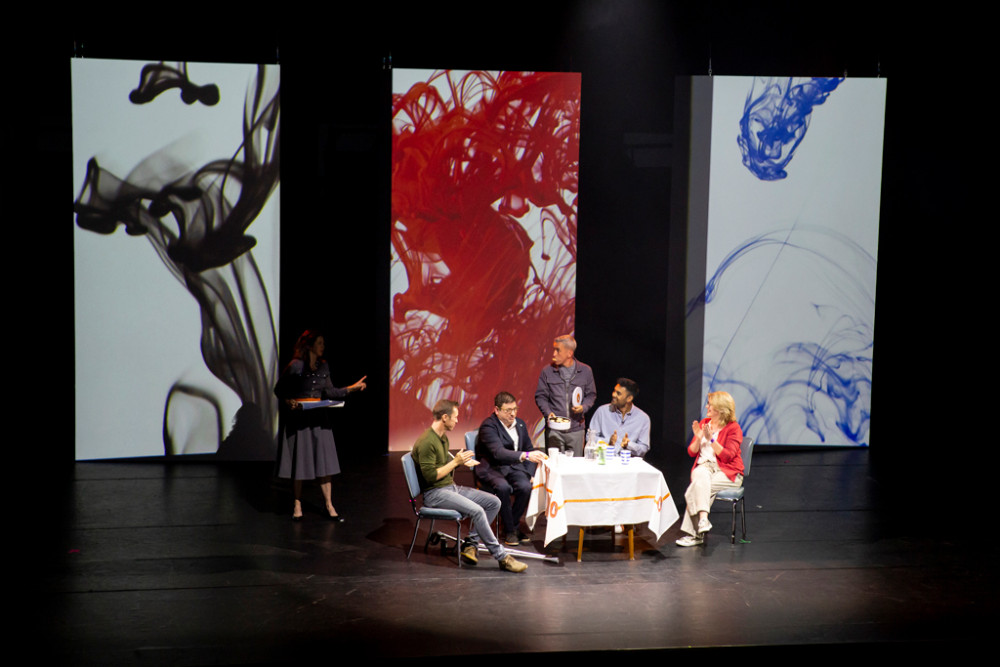 Our stage design with Limbic Cinema's visuals adorning them