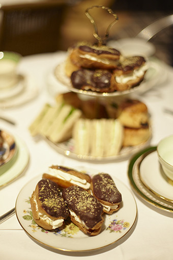 Pistachio Chocolate Eclairs and Cucumber Sandwiches