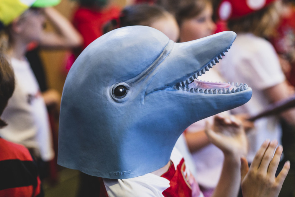 The Children dressed up to get their funny bones warmed up