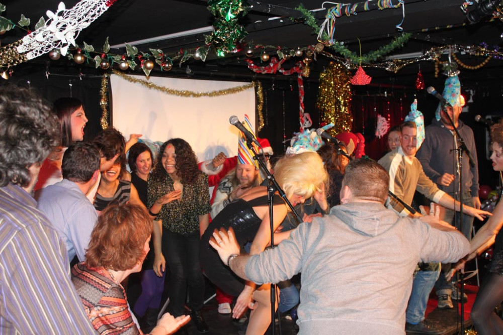 The girls from Heart and Soul lead the disco dancing